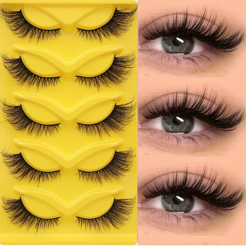 Fox-style slanted false eyelashes 5 pairs 3D thick exaggerated curling multi-layer one-piece eyelashes