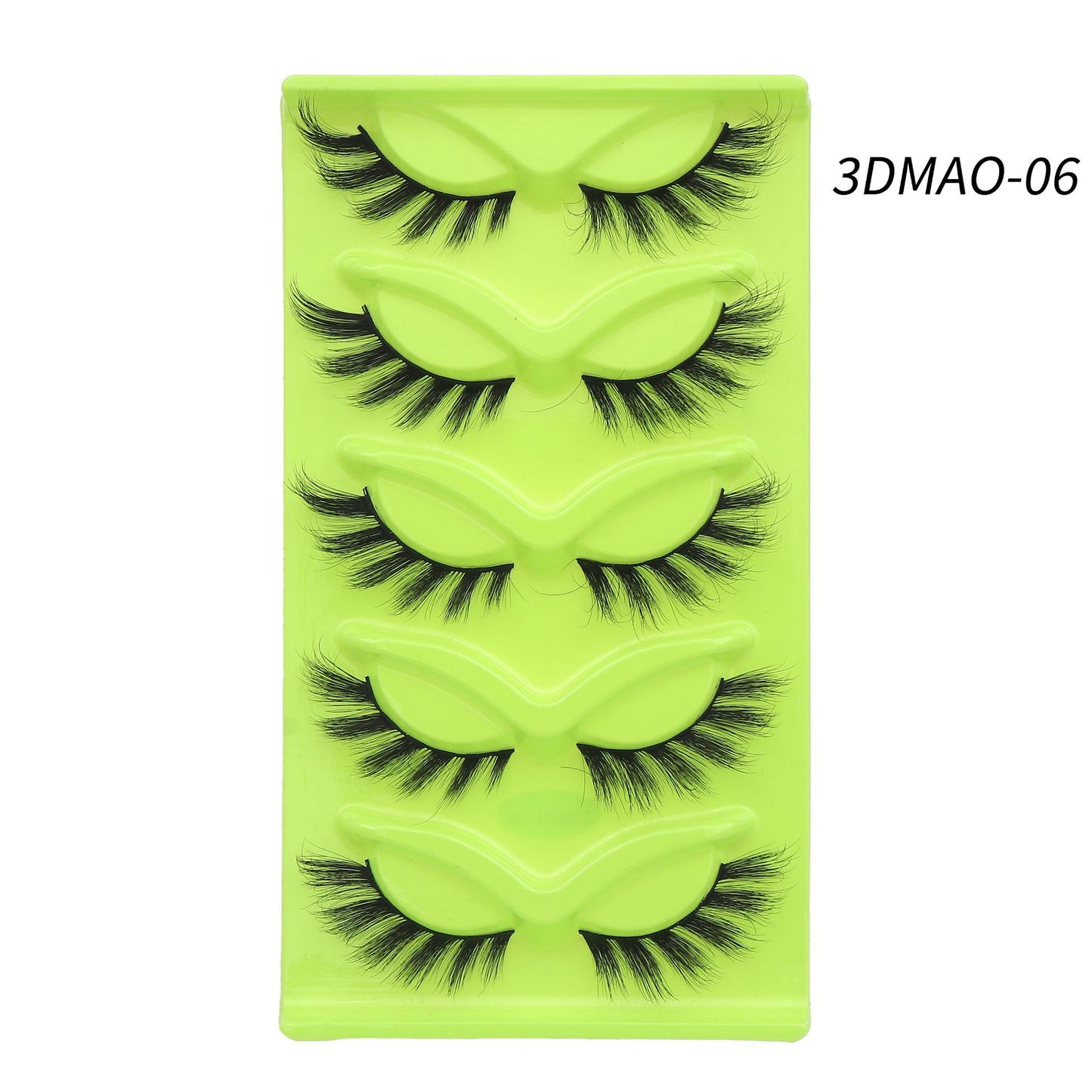 European and American oblique flying 5 pairs of green fox eye cat eye false eyelashes thick curled simulation fox eyelashes