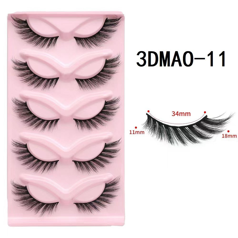 European and American style, cat-eye fox style, oblique false eyelashes, thick and natural style, one-piece black stem eyelashes