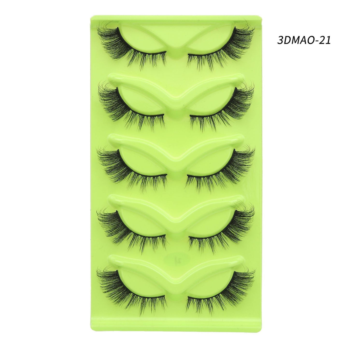 European and American oblique flying 5 pairs of green fox eye cat eye false eyelashes thick curled simulation fox eyelashes