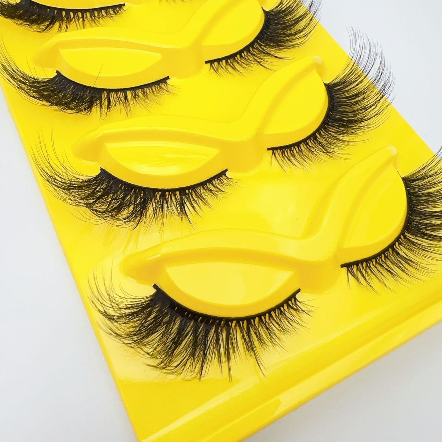 Fox-style slanted false eyelashes 5 pairs 3D thick exaggerated curling multi-layer one-piece eyelashes