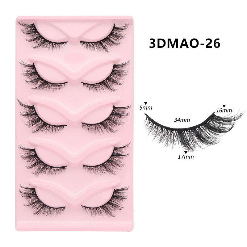 European and American style, cat-eye fox style, oblique false eyelashes, thick and natural style, one-piece black stem eyelashes