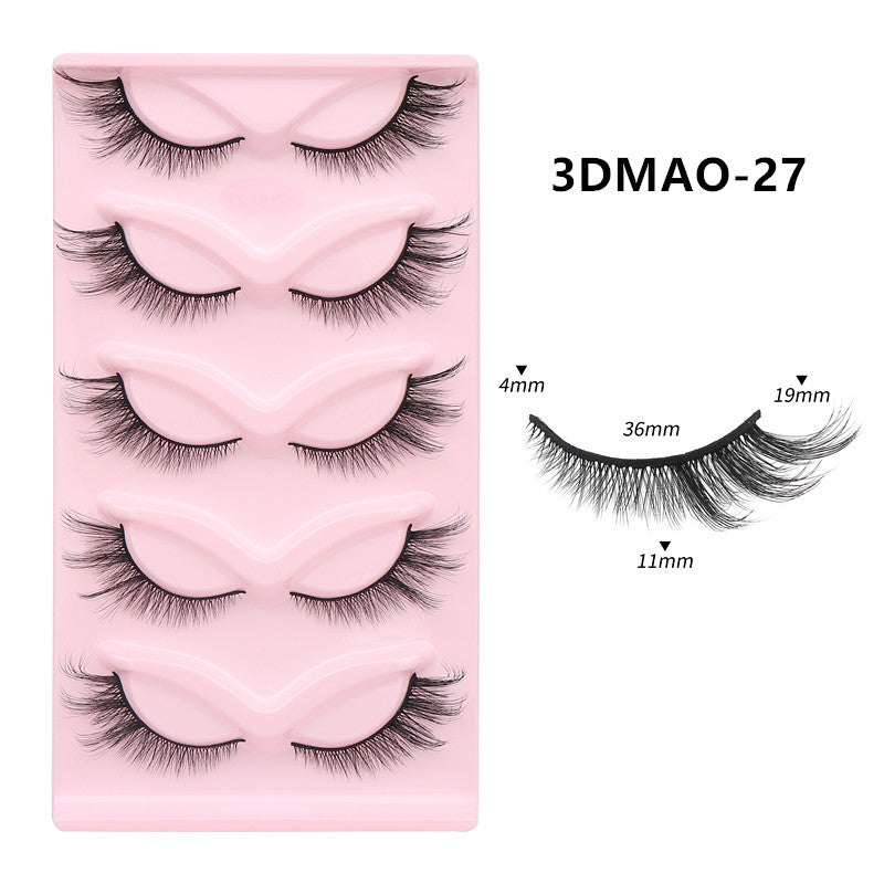 European and American style, cat-eye fox style, oblique false eyelashes, thick and natural style, one-piece black stem eyelashes