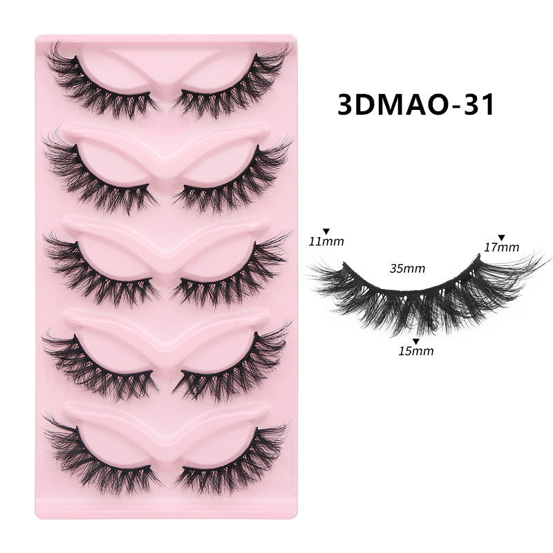 European and American style, cat-eye fox style, oblique false eyelashes, thick and natural style, one-piece black stem eyelashes