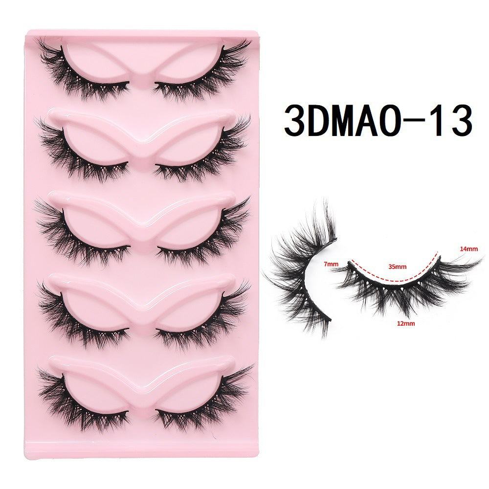 European and American style, cat-eye fox style, oblique false eyelashes, thick and natural style, one-piece black stem eyelashes